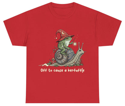 Off to Cause a Kerfuffle wizard frog Youth T-Shirt Red product mockup