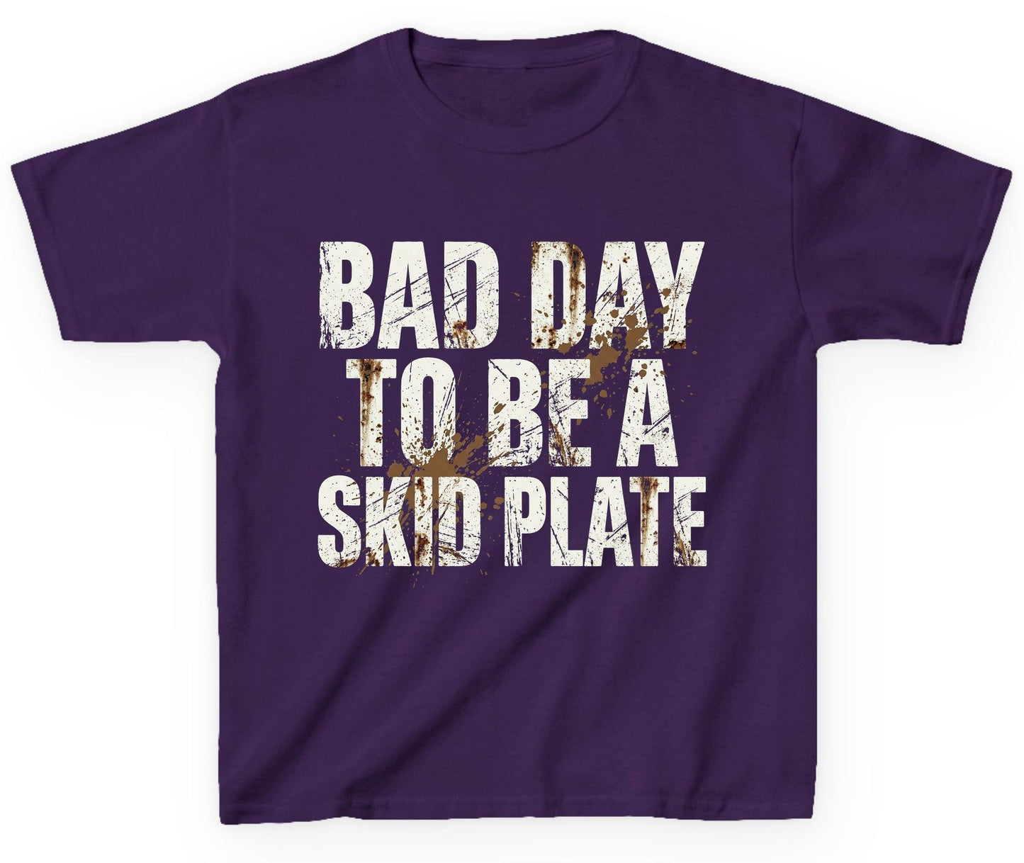 BAD DAY TO BE a SKID PLATE Funny Off-Roading Youth T-Shirt - product mockup - Purple