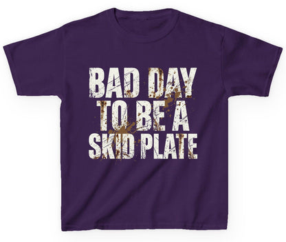 BAD DAY TO BE a SKID PLATE Funny Off-Roading Youth T-Shirt - product mockup - Purple