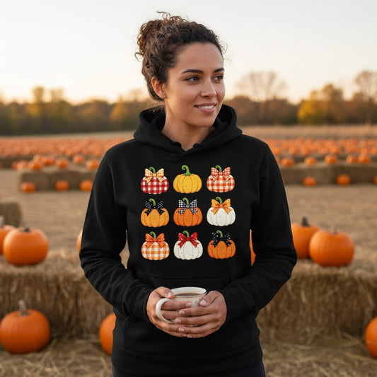 Decorative Fall Pumpkins fall pumpkins Hoodie Black lifestyle mockup