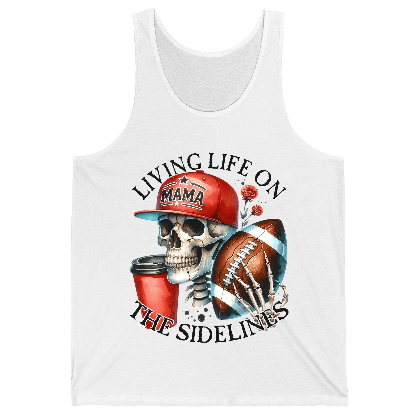 Living Life on the Sidelines football mama Tank Top White product mockup