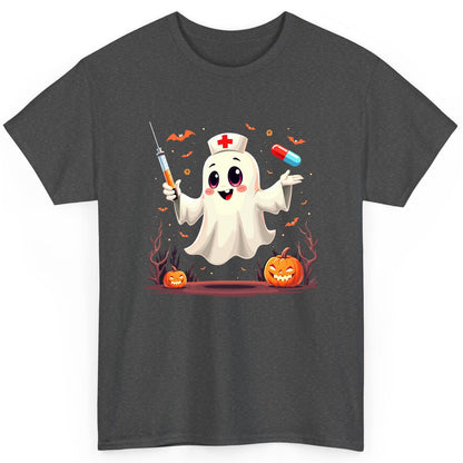 Cute Ghost Nurse Halloween ghost nurse T-Shirt Dark Heather product mockup
