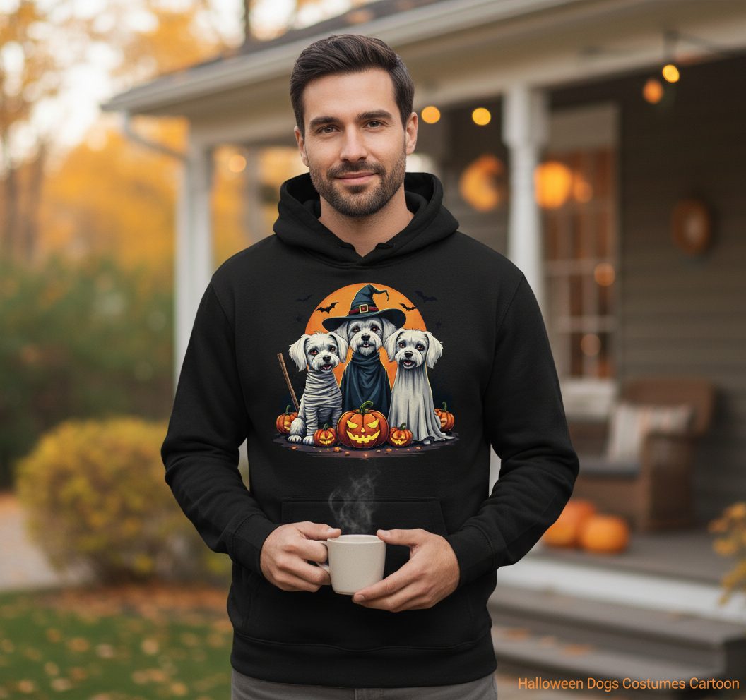 Halloween Dogs Costumes Halloween dogs Hoodie Black lifestyle mockup