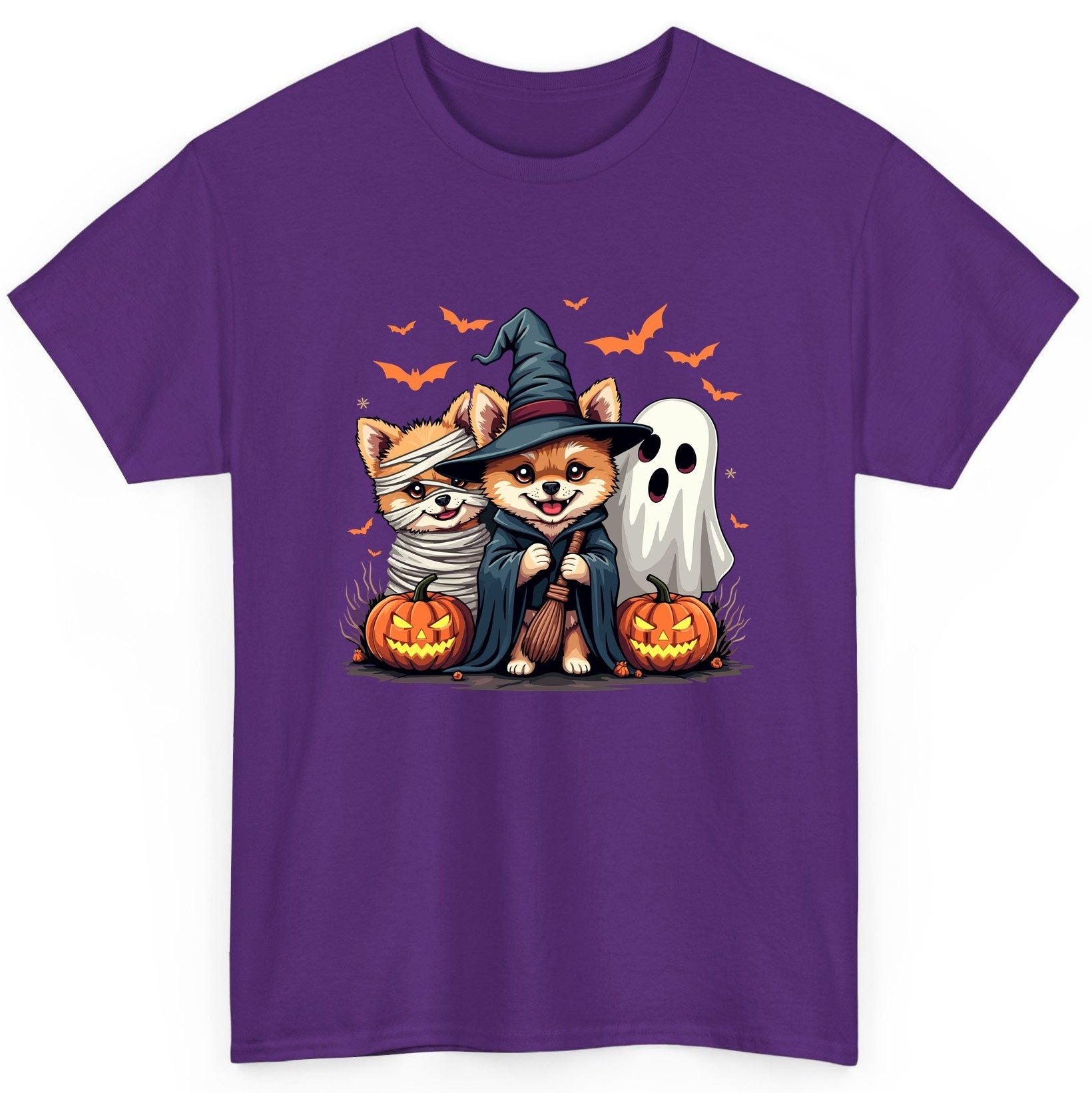 Cute Halloween Corgi Dogs Halloween corgis T-Shirt Purple product mockup