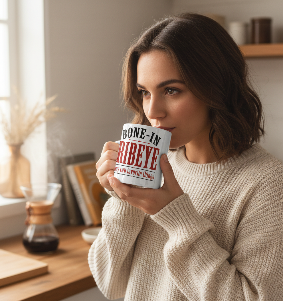 Bone-In Ribeye Steak Humor White Mug - White