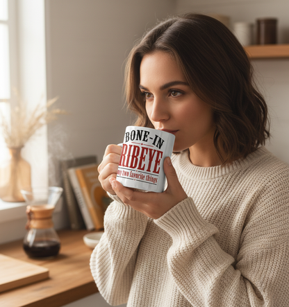 Bone-In Ribeye Steak Humor White Mug - White