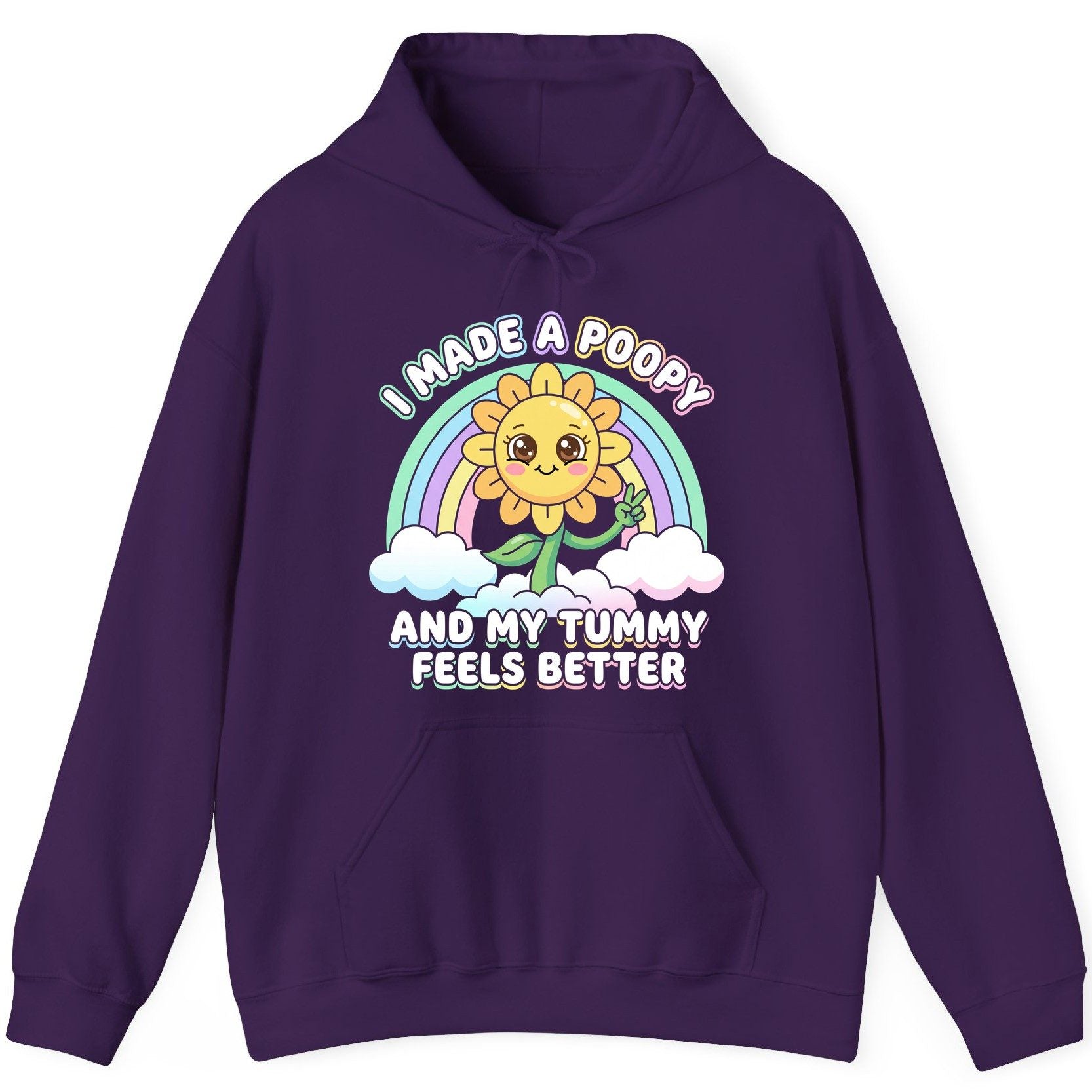 I Made a Poopy and My Tummy Feels Better kawaii sunflower Hoodie Purple product mockup