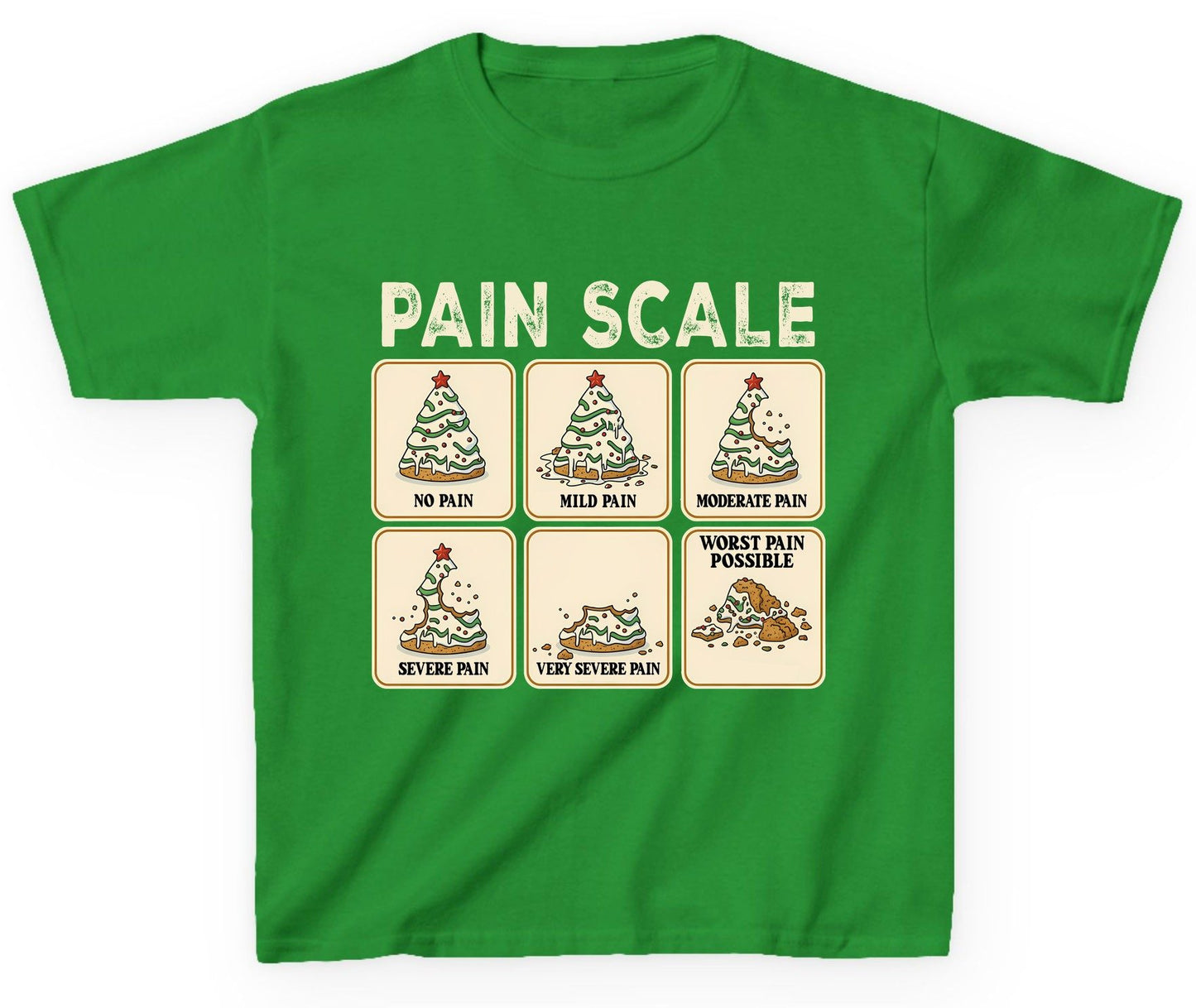 Pain Scale Christmas cookie pain scale Youth T-Shirt Irish Green product mockup