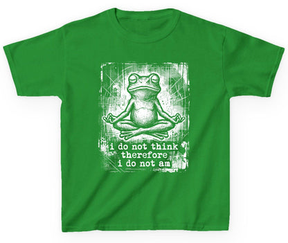 I Do Not Think Therefore I Do Not Am meditating frog Youth T-Shirt Irish Green product mockup