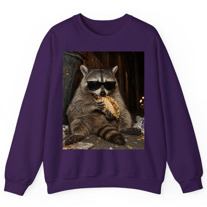 Raccoon Eating Taco Funny Animal Lovers Sweatshirt - product mockup - Purple
