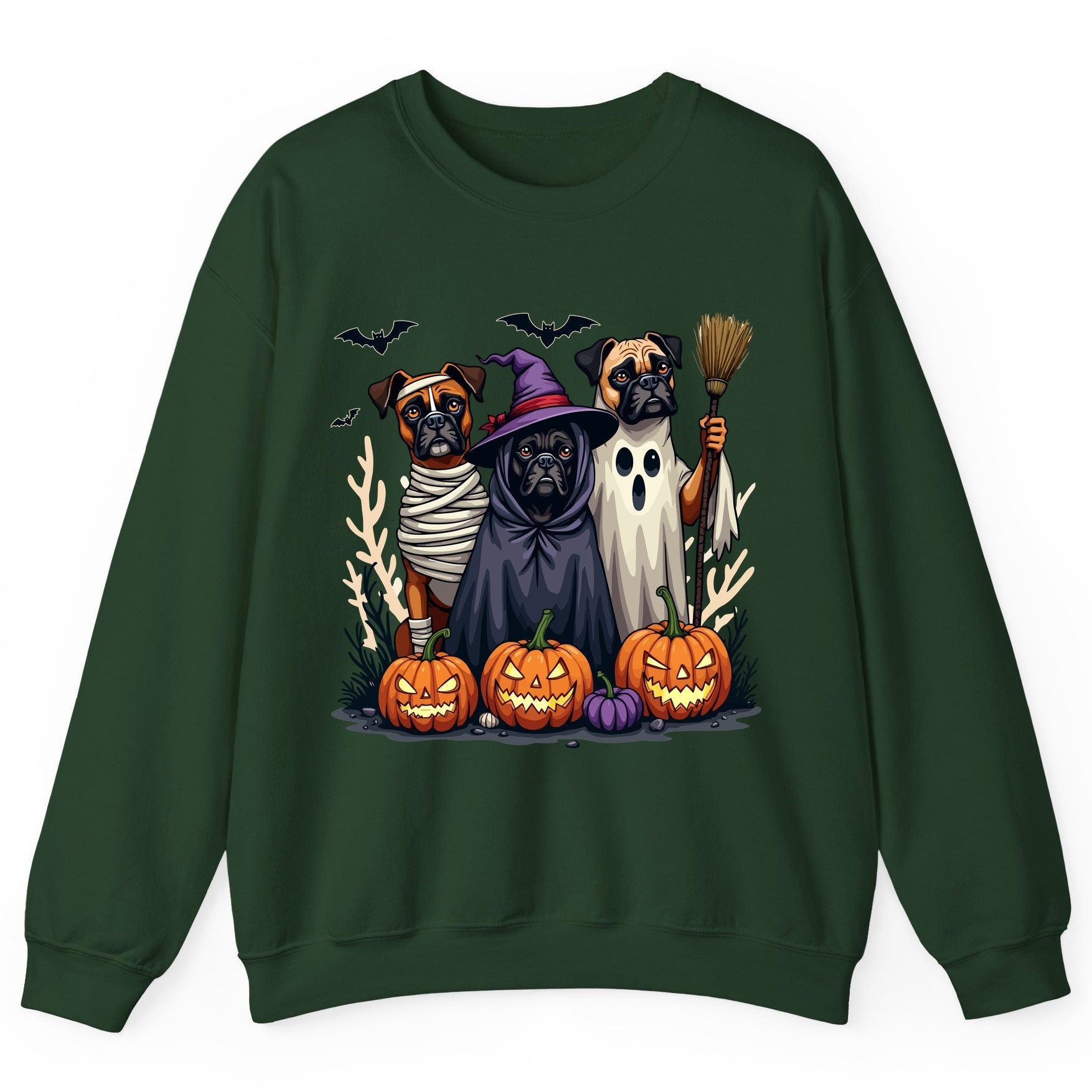 Halloween Dogs in Costume Halloween dogs Sweatshirt Forest Green product mockup