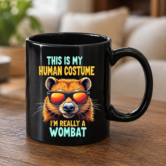This Is My Human Costume I'm Really a Wombat wombat Black Mug Black product mockup
