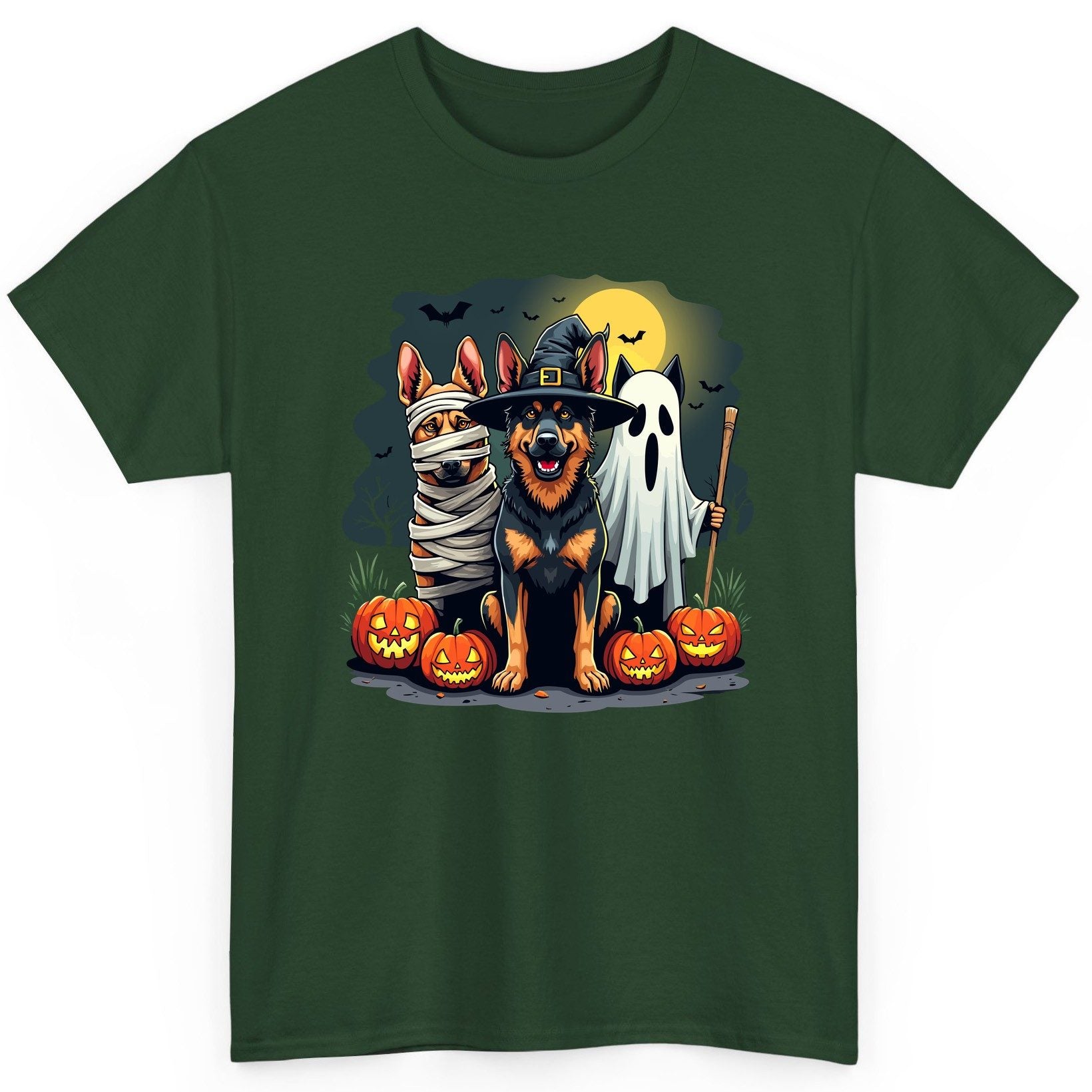 Halloween Dogs in Costumes Halloween dogs T-Shirt Forest Green product mockup