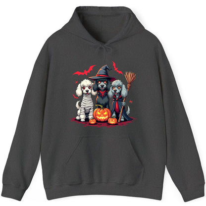Spooky Poodle Trio Halloween dogs Hoodie Dark Heather product mockup