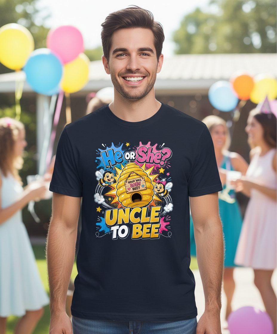 Uncle to Bee Gender Reveal T-Shirt - product mockup - Navy