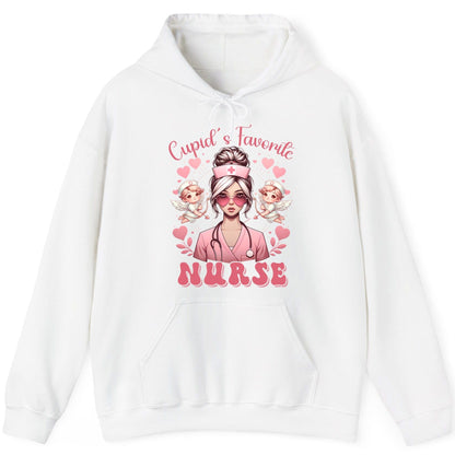 Cupid's Favorite Nurse nurse Hoodie White product mockup