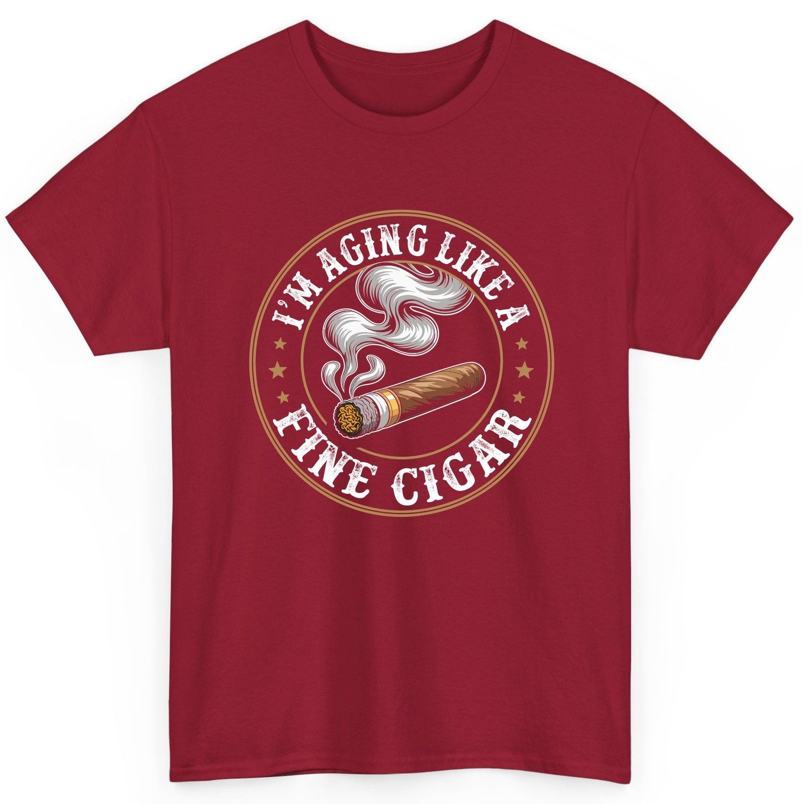 I'm Aging Like a Fine Cigar cigar smoking T-Shirt Cardinal Red product mockup