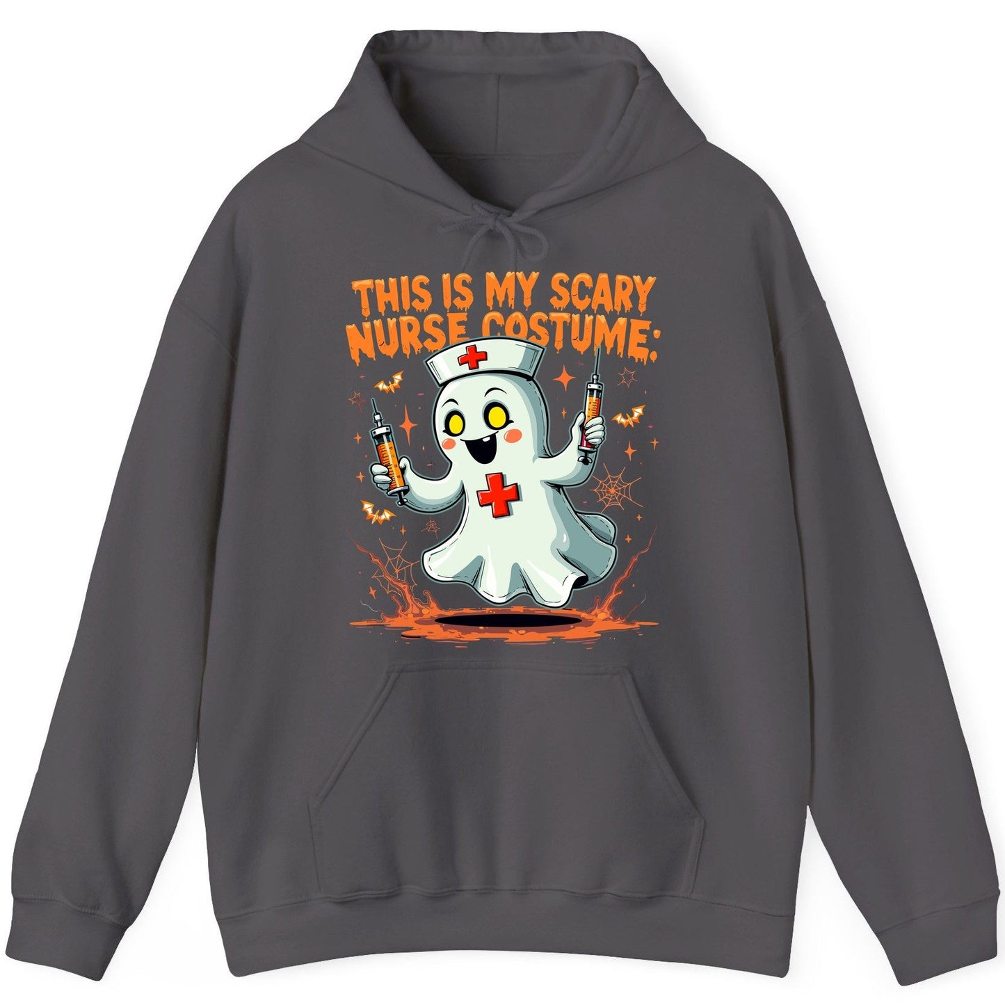 This Is My Scary Nurse Costume ghost nurse Hoodie Charcoal product mockup