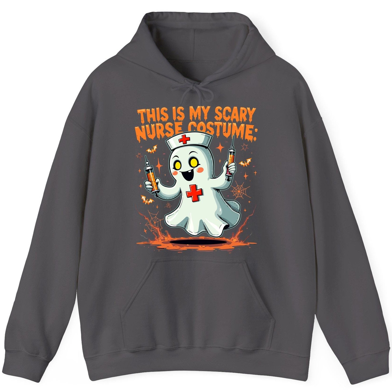This Is My Scary Nurse Costume ghost nurse Hoodie Charcoal product mockup