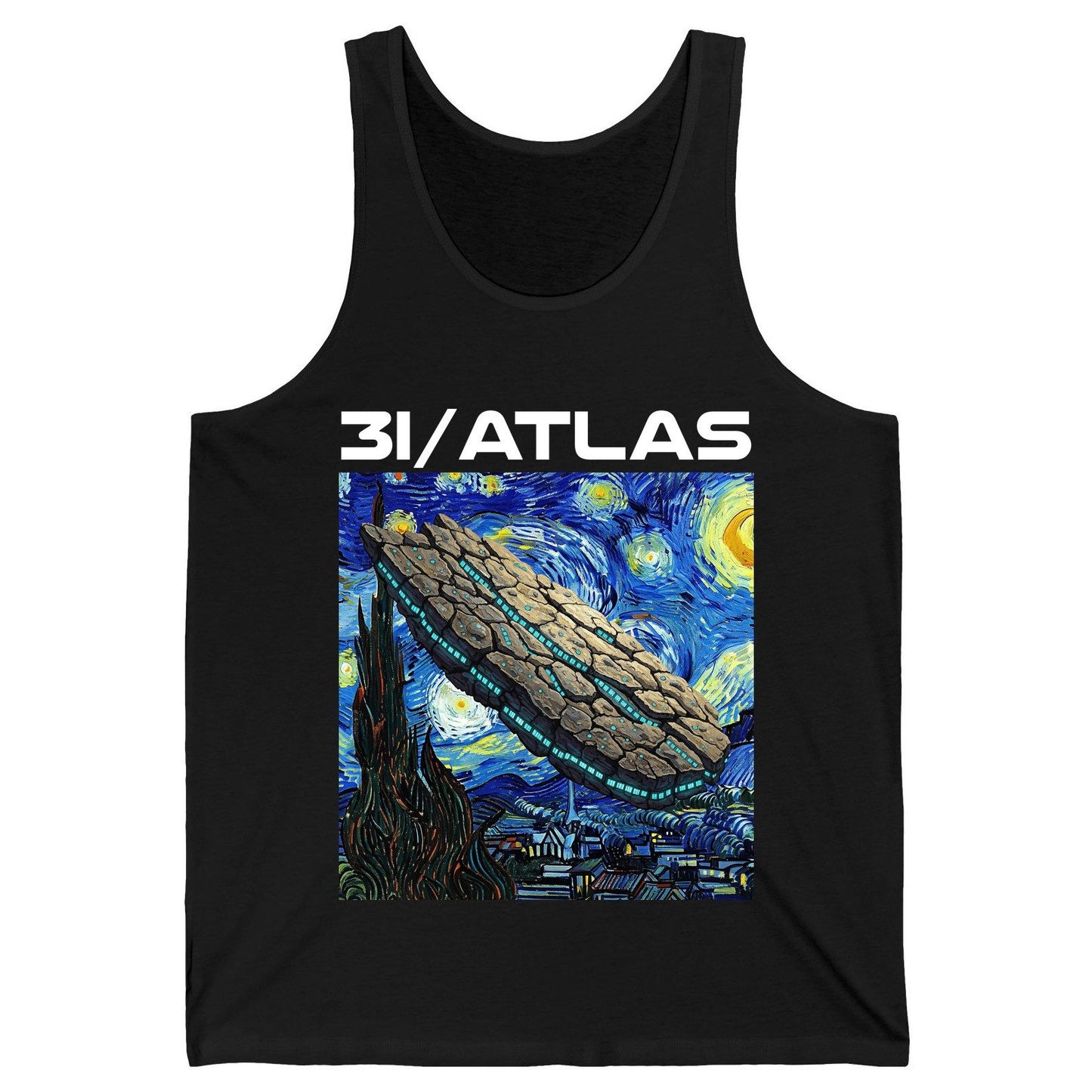 31 Atlas van gogh sci-fi mashup Tank Top Black product mockup