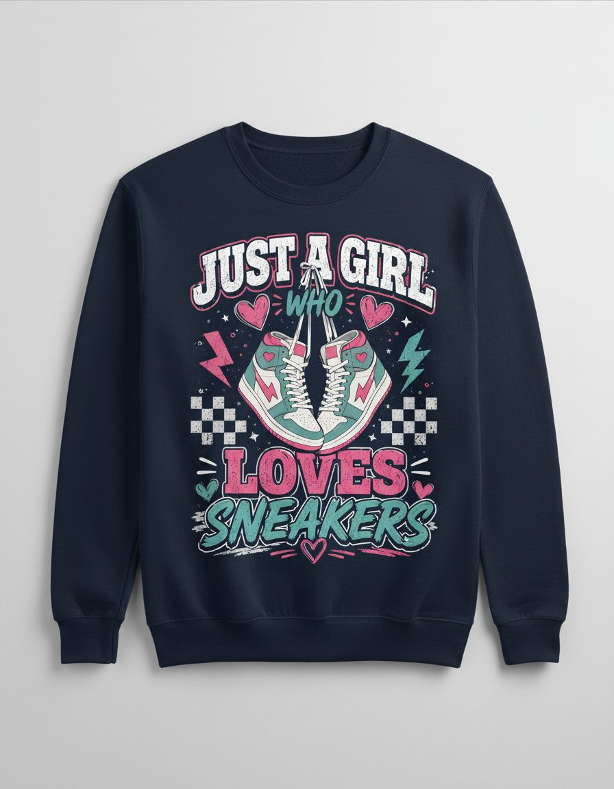 Sneakers Retro Sneakerheads Sweatshirt - product mockup - Navy