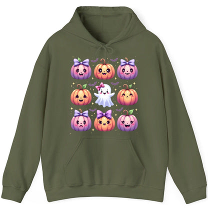 Kawaii Halloween Pumpkins kawaii Halloween Hoodie Military Green product mockup