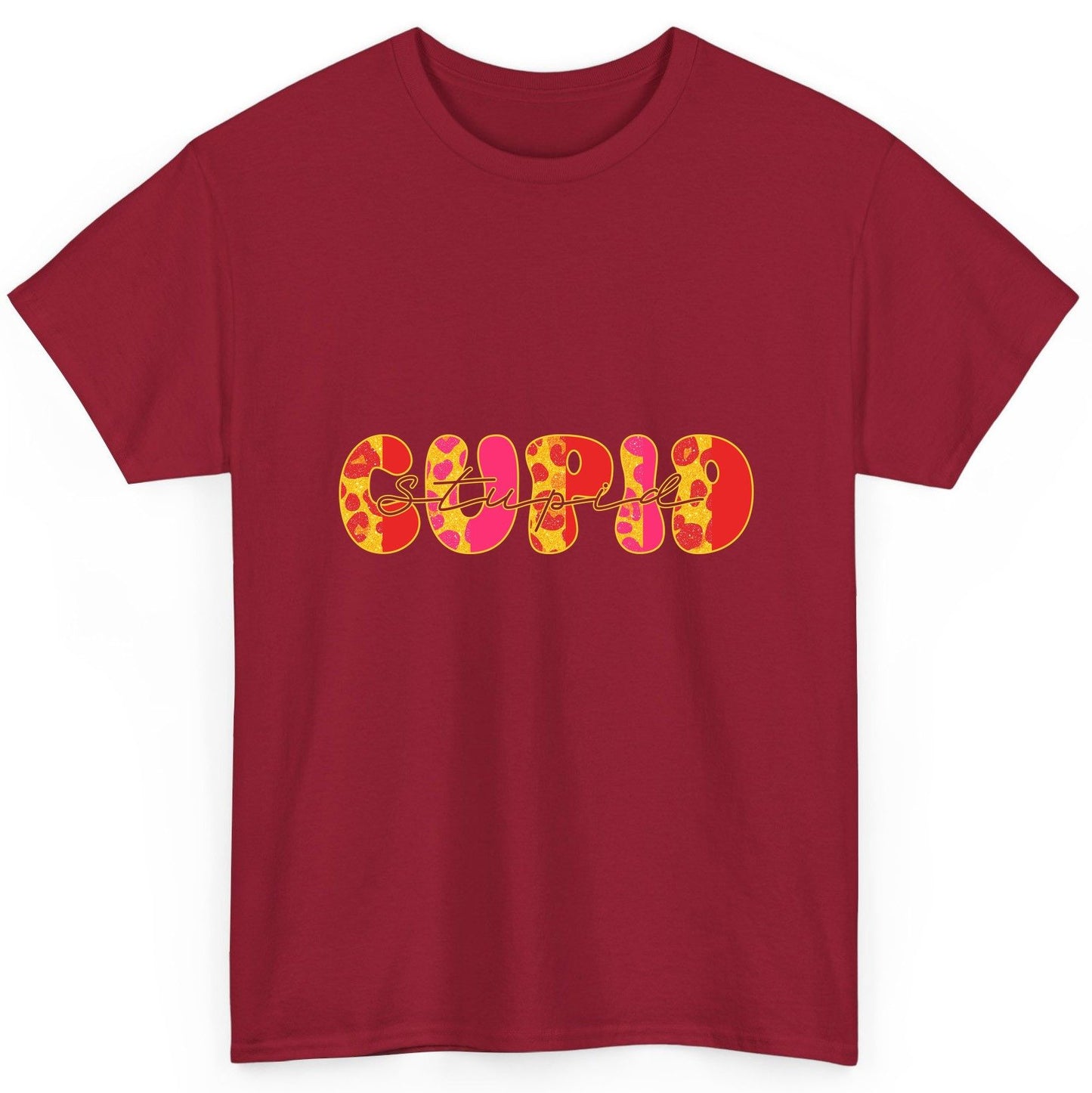 Stupid Cupid anti-Valentine's Day T-Shirt Cardinal Red product mockup