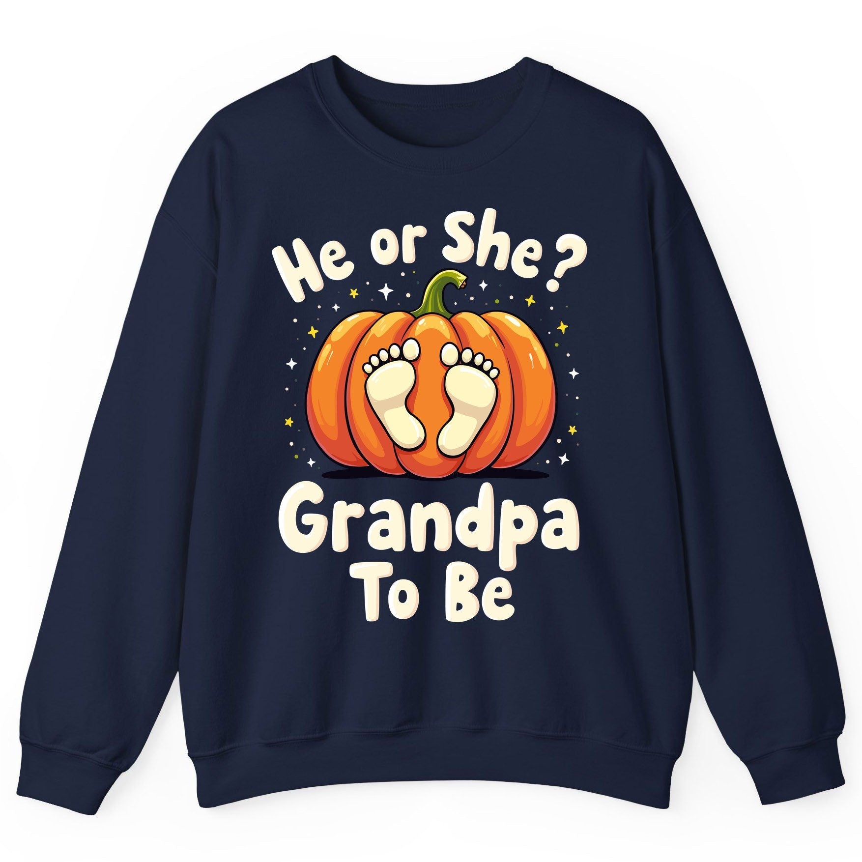 He or She Grandpa to Be gender reveal Sweatshirt Navy product mockup