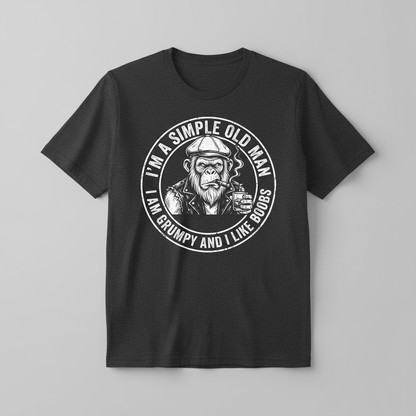 I'm A Simple Old Man Grumpy Ape Funny Quote T-Shirt - Dark Heather