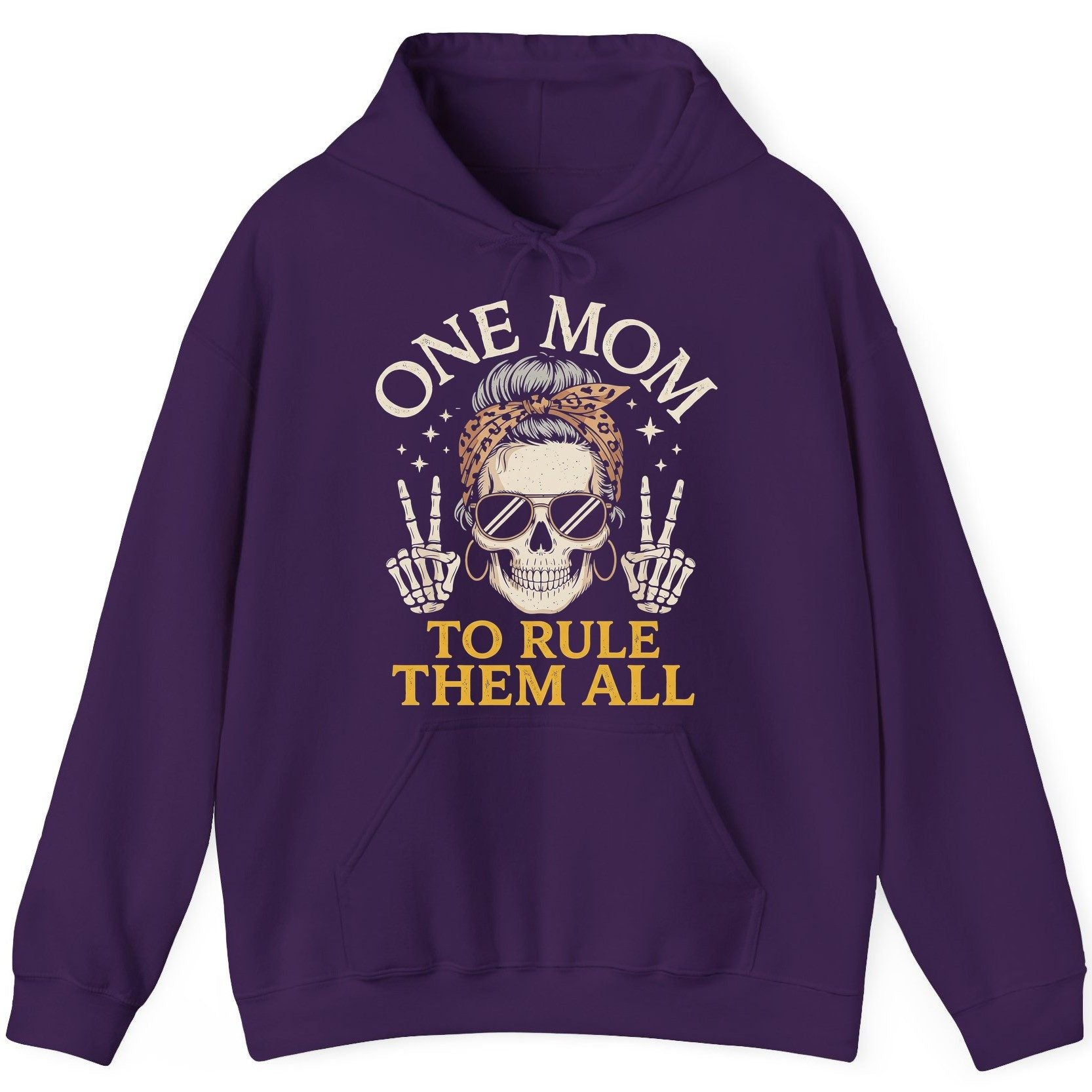 ONE MOM TO RULE THEM ALL Funny Sassy Skull Hoodie - product mockup - Purple