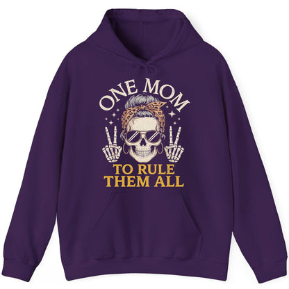 ONE MOM TO RULE THEM ALL Funny Sassy Skull Hoodie - product mockup - Purple