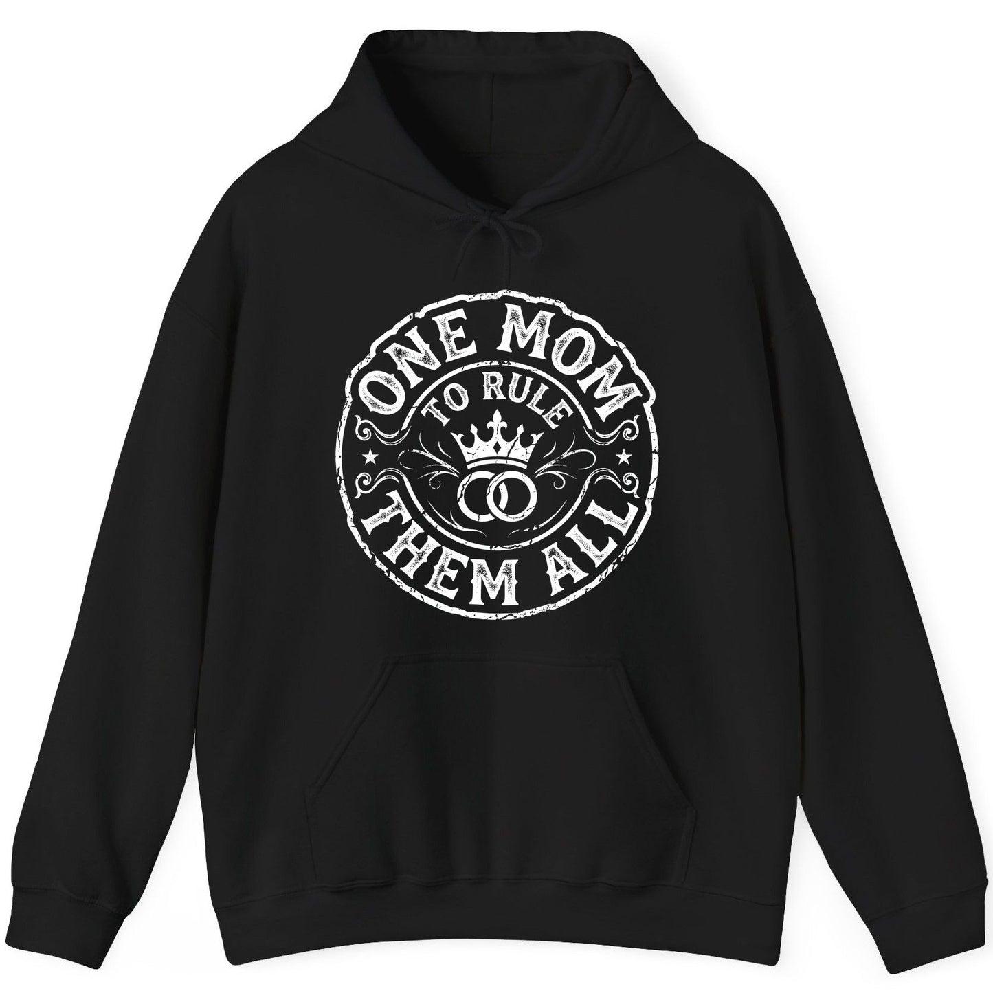 One Mom to Rule Them All Funny Moms Hoodie - product mockup - Black