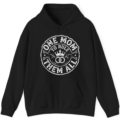One Mom to Rule Them All Funny Moms Hoodie - product mockup - Black
