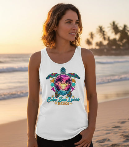 Cabo San Lucas Mexico sea turtle Tank Top White lifestyle mockup