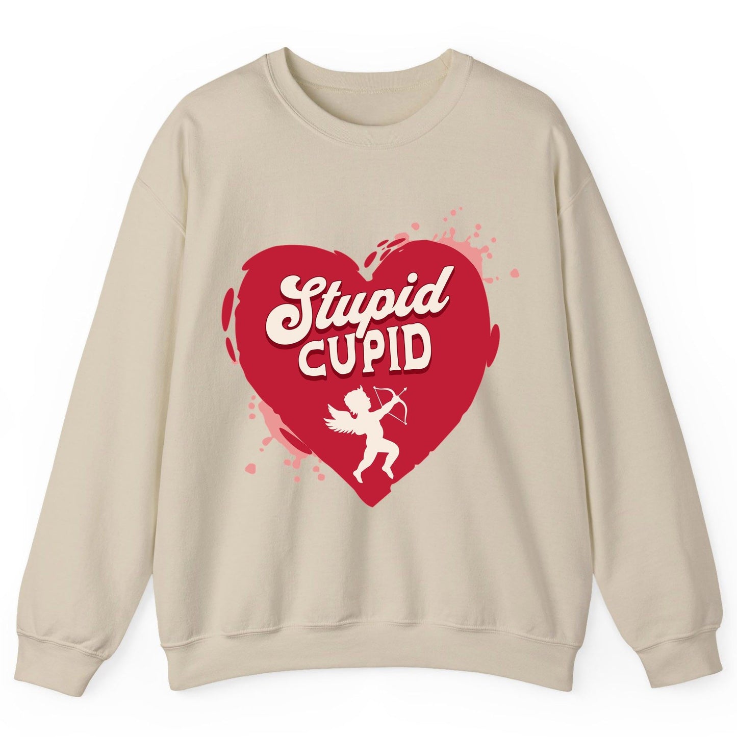 Stupid Cupid anti-Valentine's Day Sweatshirt Sand product mockup