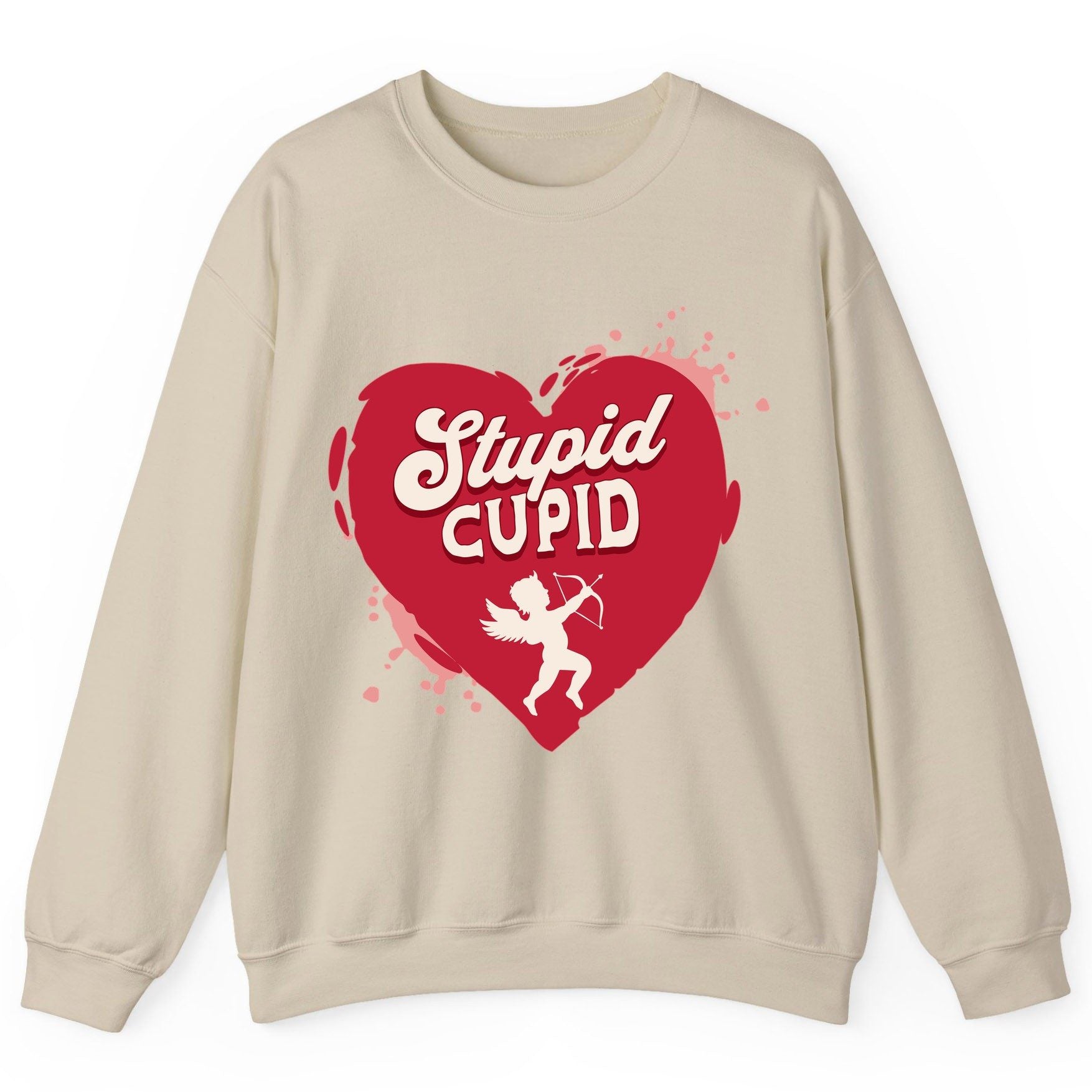 Stupid Cupid anti-Valentine's Day Sweatshirt Sand product mockup