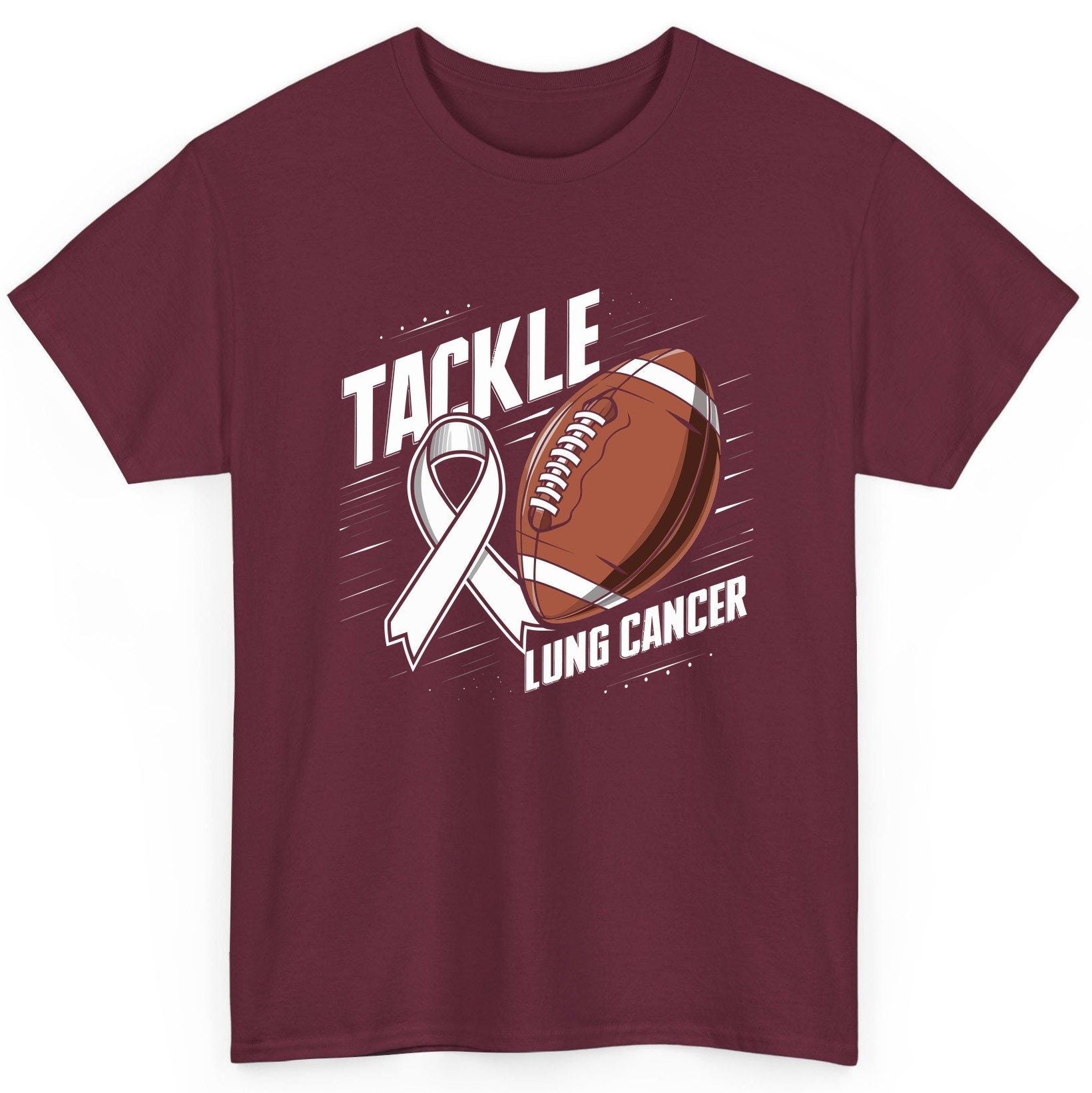 Tackle Lung Cancer lung cancer awareness T-Shirt Maroon product mockup
