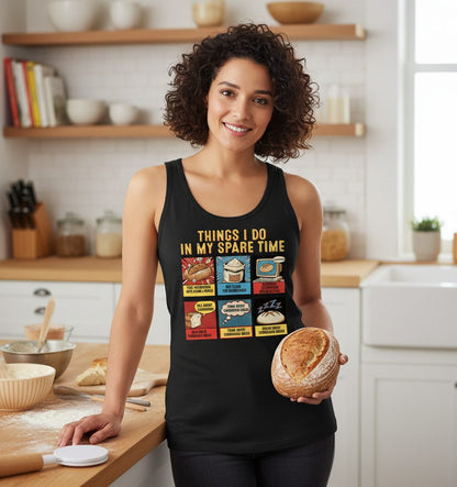 Things I Do in My Spare Time sourdough bread baking Tank Top Black lifestyle mockup