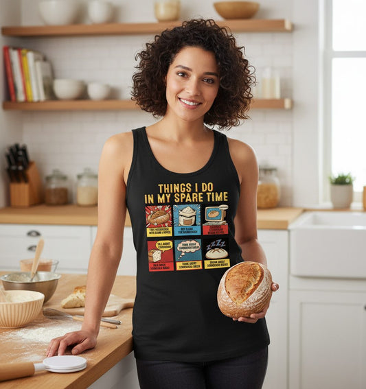 Things I Do in My Spare Time sourdough bread baking Tank Top Black lifestyle mockup