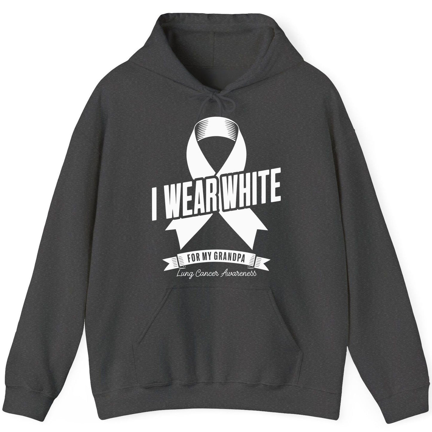 I Wear White for My Grandpa lung cancer awareness Hoodie Dark Heather product mockup