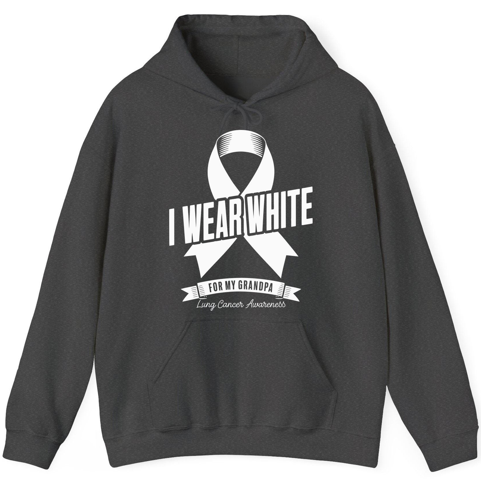 I Wear White for My Grandpa lung cancer awareness Hoodie Dark Heather product mockup