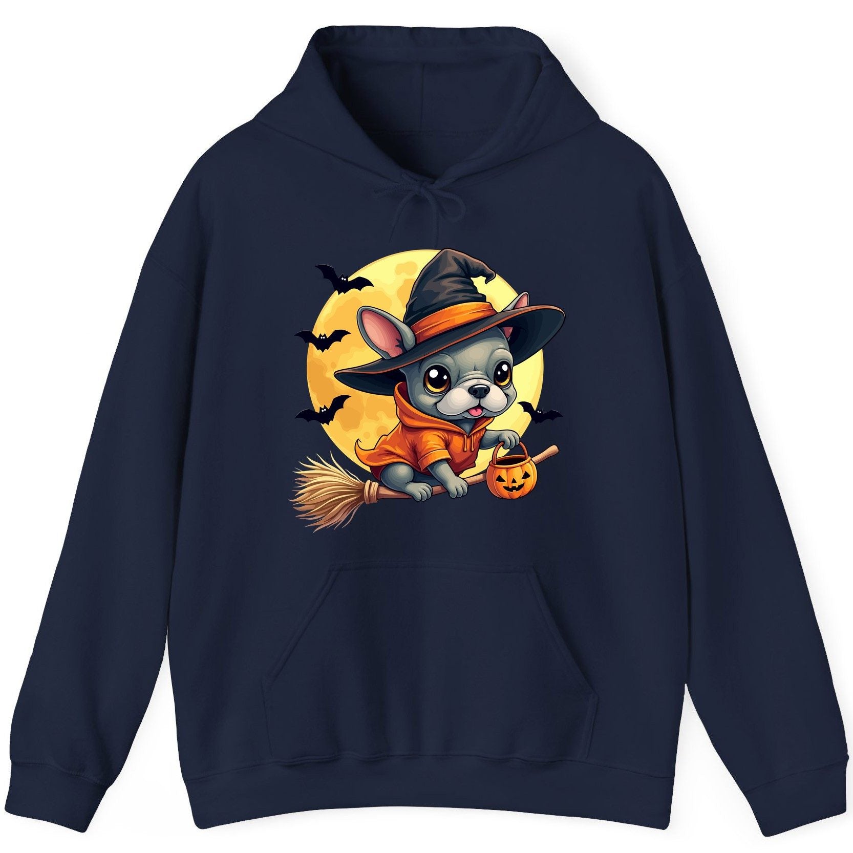 Cute Witch French Bulldog french bulldog Hoodie Navy product mockup