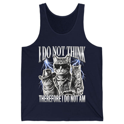 I Do Not Think Therefore I Do Not Am cats Tank Top Navy product mockup