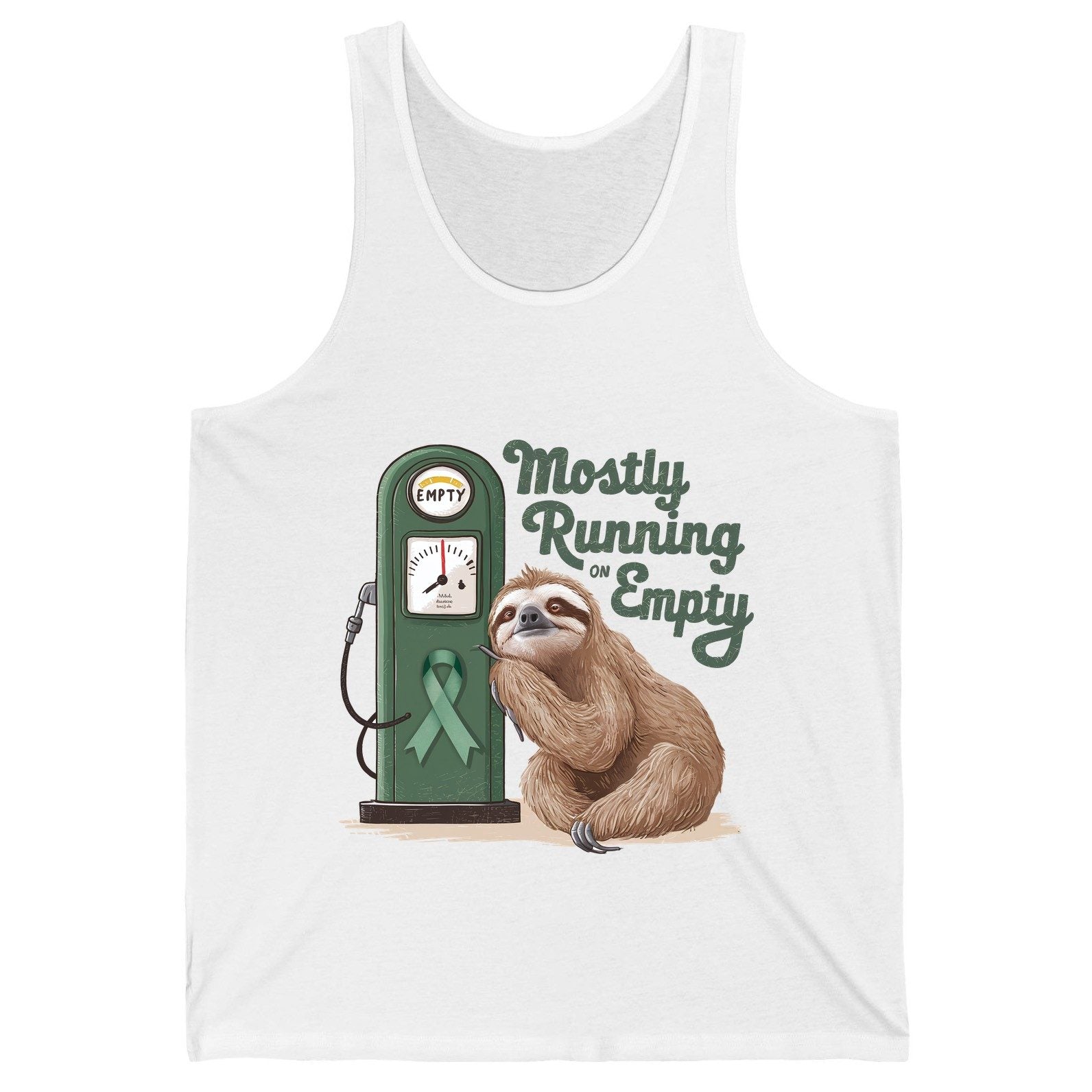Mostly Running on Empty sloth Tank Top White product mockup