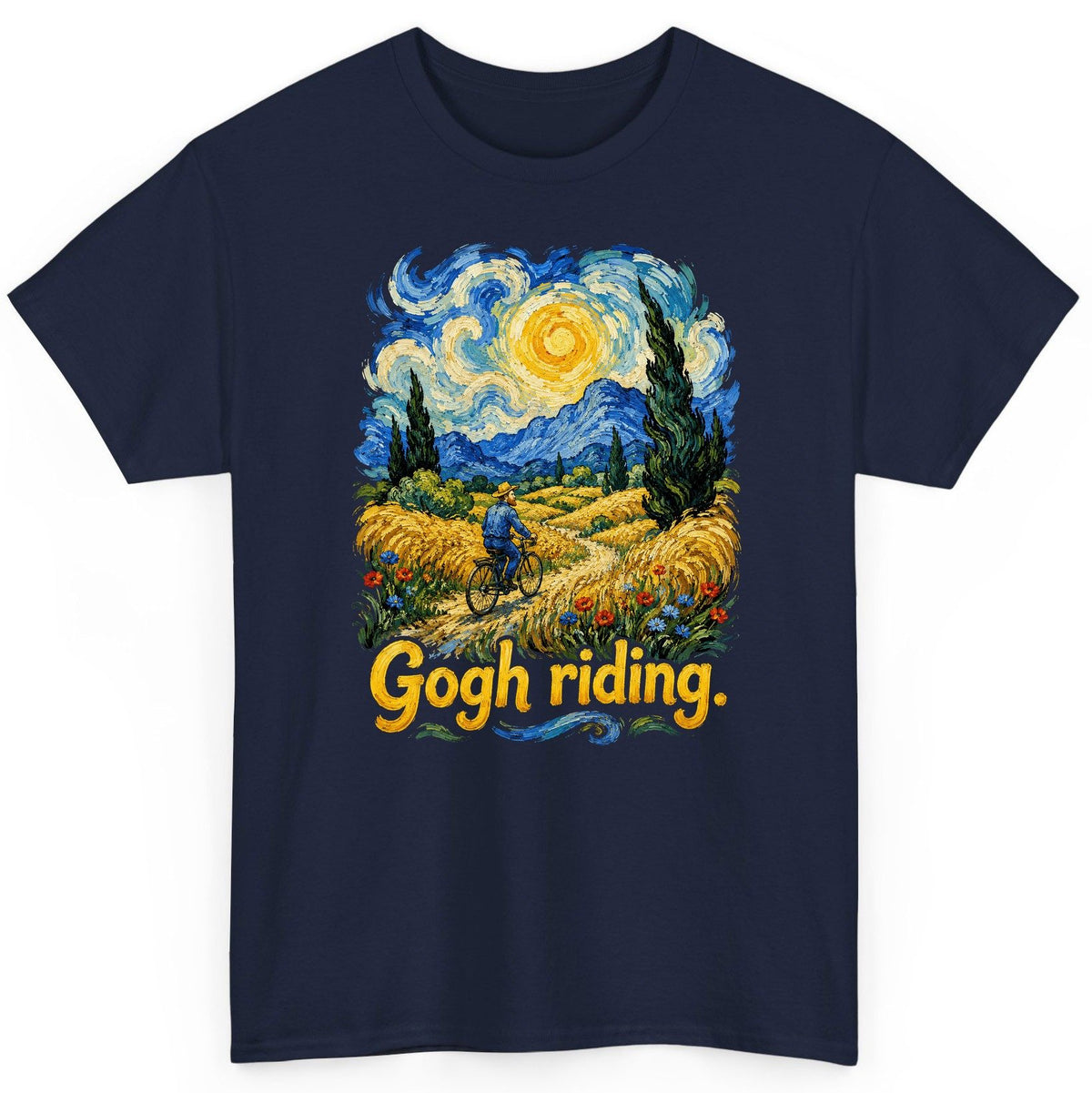 Gogh Riding van gogh art parody T-Shirt Navy product mockup