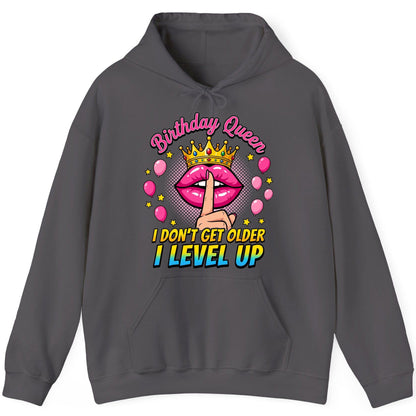 Birthday Queen I Don't Get Older I Level Up gamer birthday Hoodie Charcoal product mockup