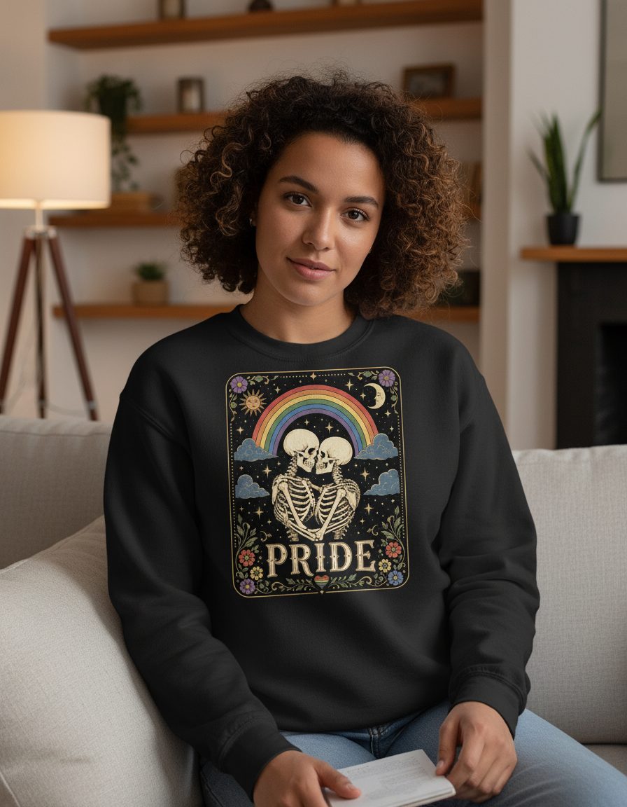 Pride Vintage Lgbtq Sweatshirt - lifestyle model mockup - Black