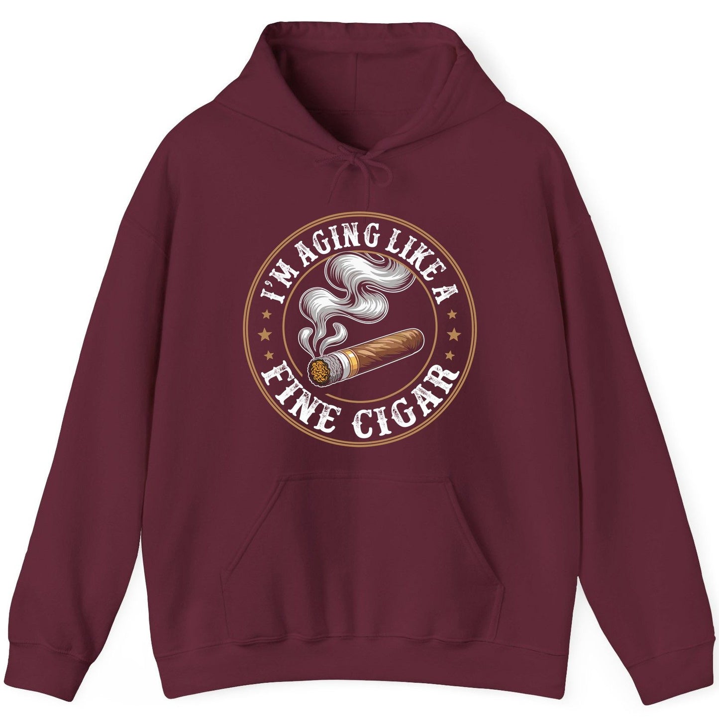 I'm Aging Like a Fine Cigar cigar smoking Hoodie Maroon product mockup