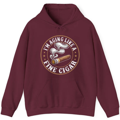 I'm Aging Like a Fine Cigar cigar smoking Hoodie Maroon product mockup