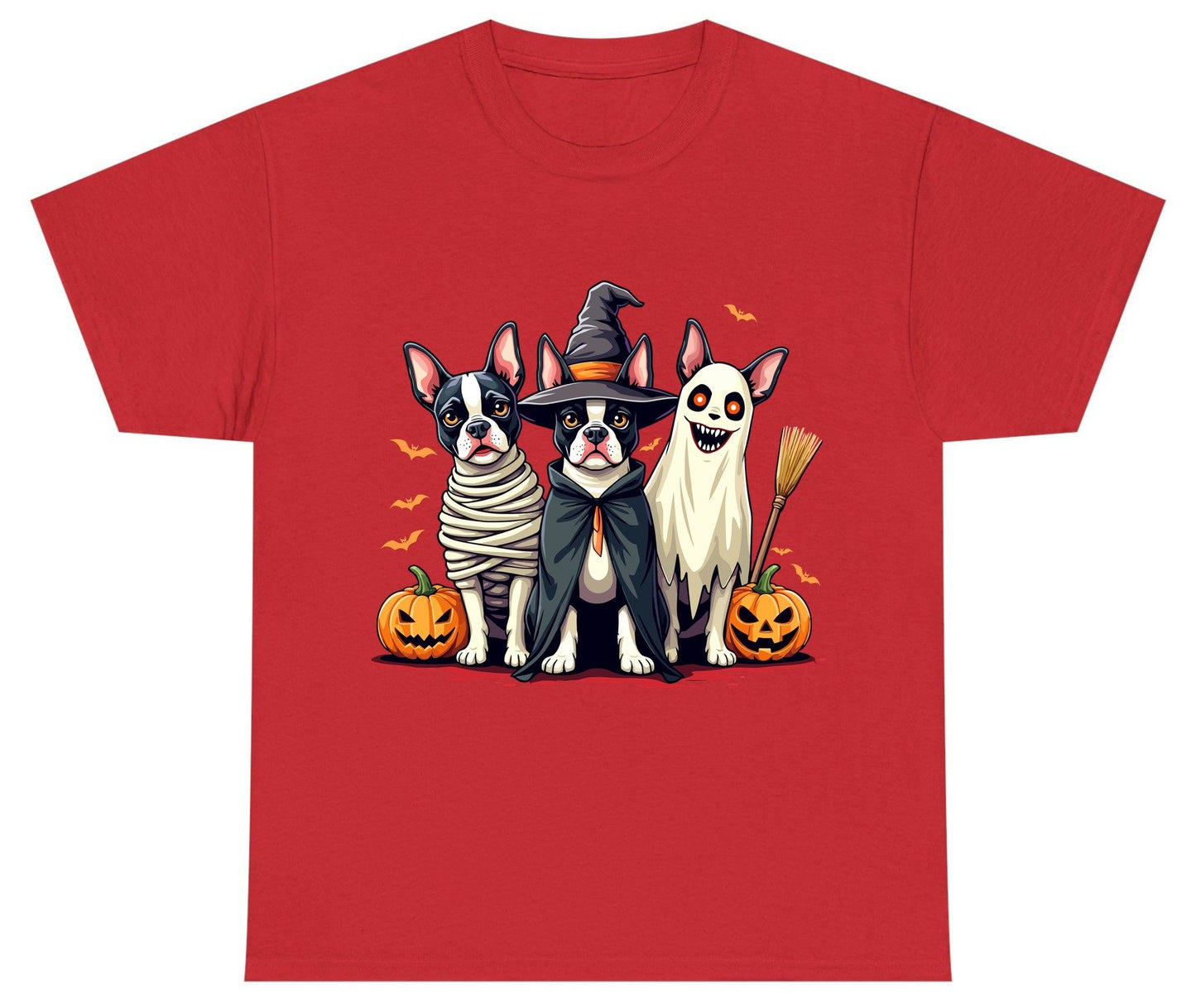 Halloween Boston Terrier Trio boston terrier Youth T-Shirt Red product mockup